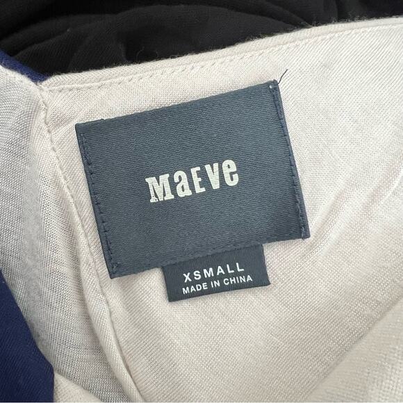 Anthropologie Maeve Elysian Maxi Dress blue ivory cream black colorblock - Picture 4 of 7